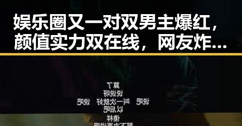 娱乐圈又一对双男主爆红,颜值实力双在线,网友炸锅!🤯